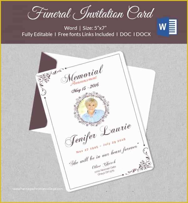 Free Funeral Invitation Template Of 50 Microsoft Invitation Templates Free Samples