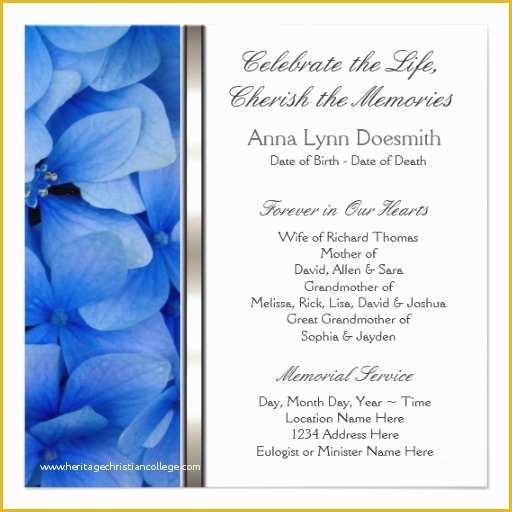 Free Funeral Invitation Template Of Memorial Announcement Templates Free