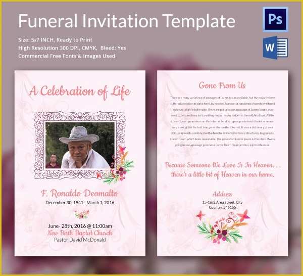 Free Funeral Invitation Template Of Sample Funeral Invitation Template 11 Documents In Word