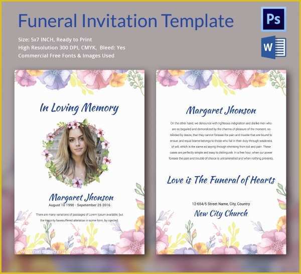 Free Funeral Invitation Template Of Sample Funeral Invitation Template 11 Documents In Word