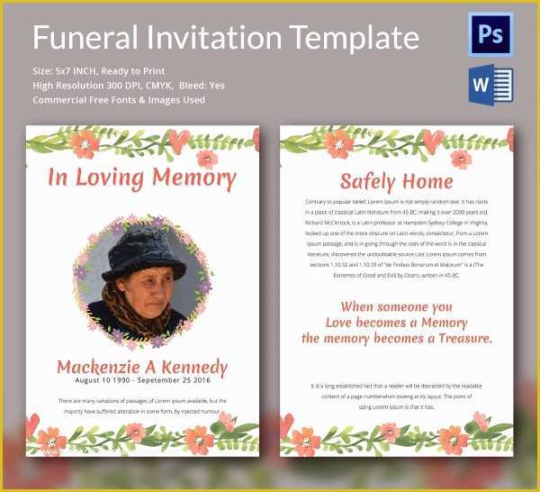 Free Funeral Invitation Template Of Sample Funeral Invitation Template 11 Documents In Word