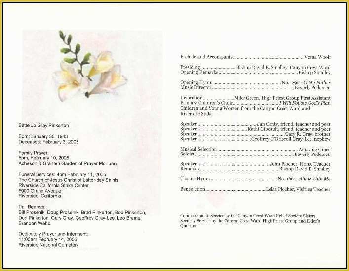 Free Funeral Program Template Download 2010 Of Free Funeral Service Program Template Download Template
