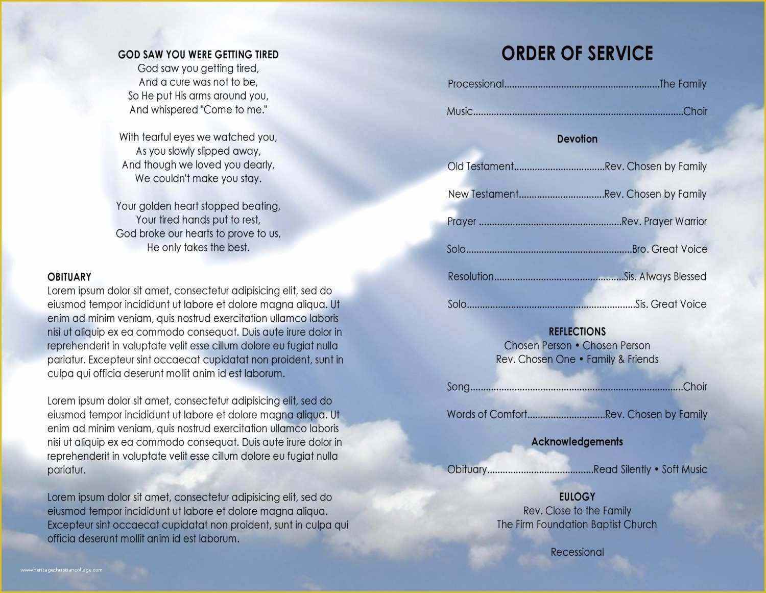 Free Funeral Program Template Download Of 11 17 Heavenly Dove Printable 