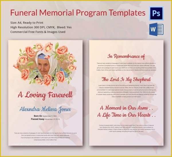 Free Funeral Program Template Download Of 5 Funeral Memorial Program Templates Word Psd format