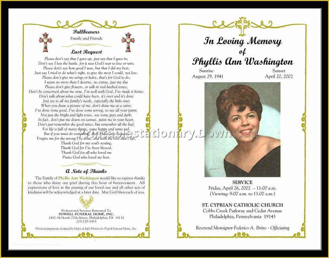 Free Funeral Program Template Download Of Free Funeral Program Template