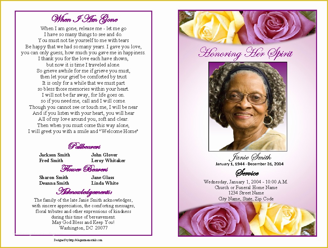 Free Funeral Program Template Download Of Funeral Program Templates