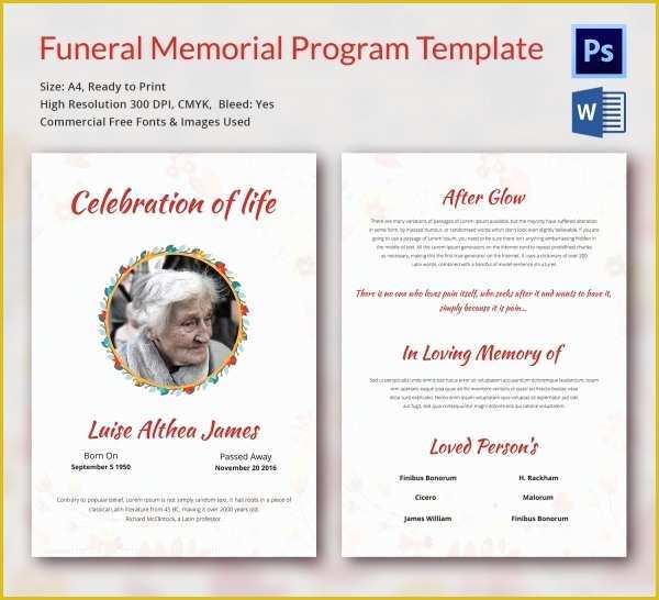 Free Funeral Program Template Word Of 5 Funeral Memorial Program Templates Word Psd format