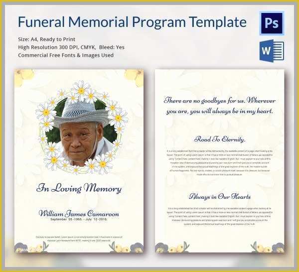 Free Funeral Program Template Word Of 60 Cute Ideas Free Editable Funeral Program Template