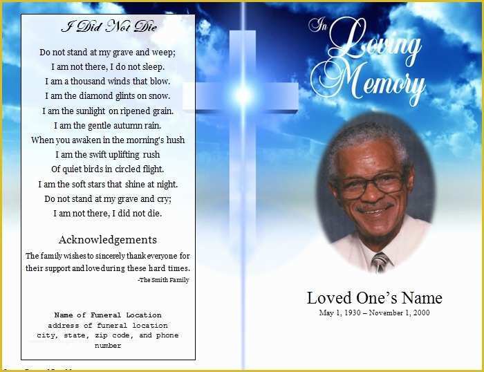 Free Funeral Program Template Word Of Cross Single Fold Funeral Program Funeral Pamphlets
