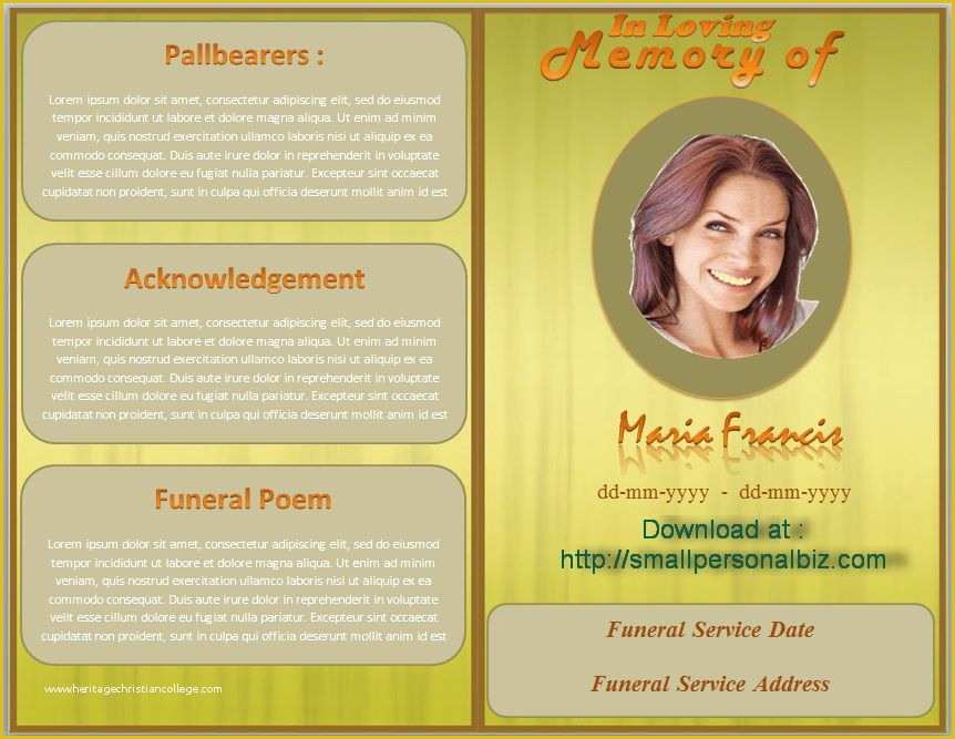 Free Funeral Service Program Template Word Of Download Funeral Program Template In Ms Word with Design