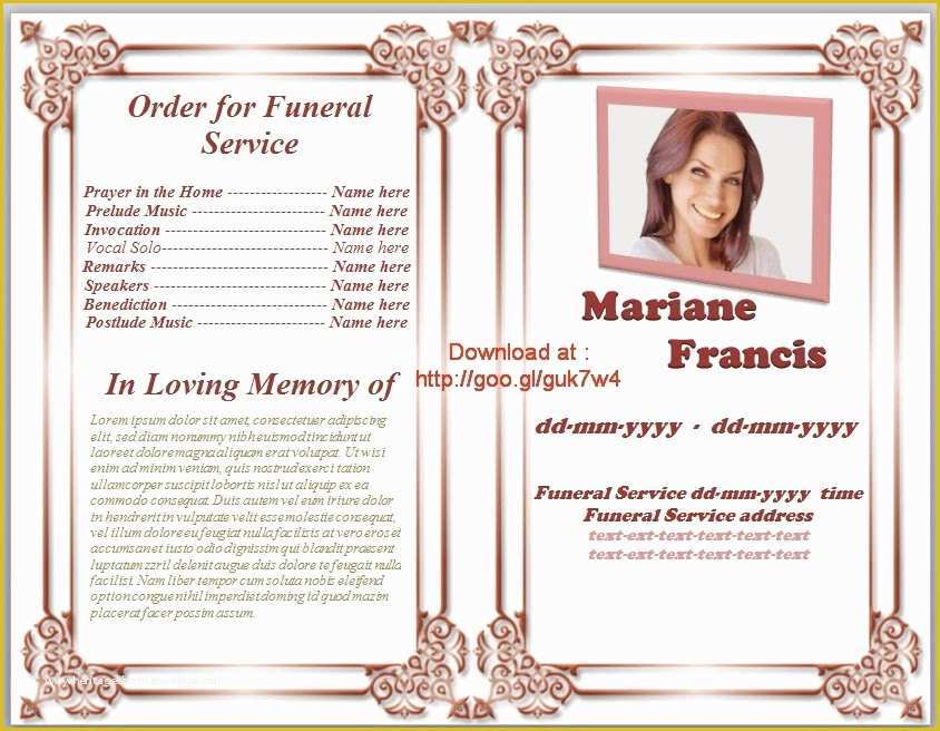 Free Funeral Service Program Template Word Of Free Memorial Service Program Template Invitation Template