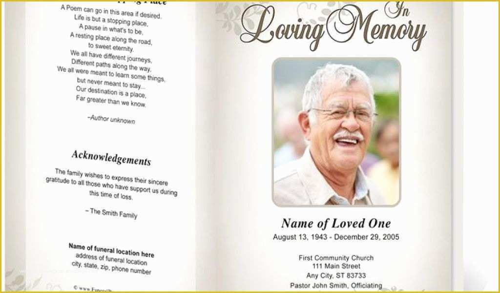 Free Funeral Service Program Template Word Of Free Printable Funeral Program Template