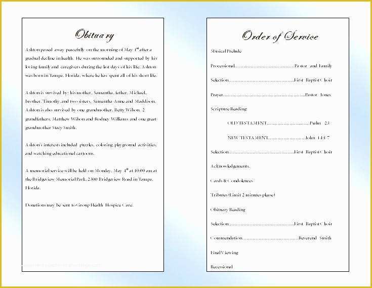 Free Funeral Service Program Template Word Of Printable Funeral Program Templates – Mistblowerfo