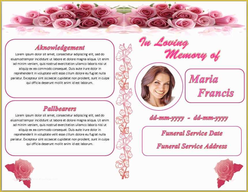 Free Funeral Service Program Template Word Of Rose Flower Funeral Memorial Program Template Word by