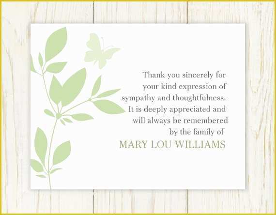 Free Funeral Thank You Cards Templates Of butterfly Funeral Thank You Card Digital File Sympathy