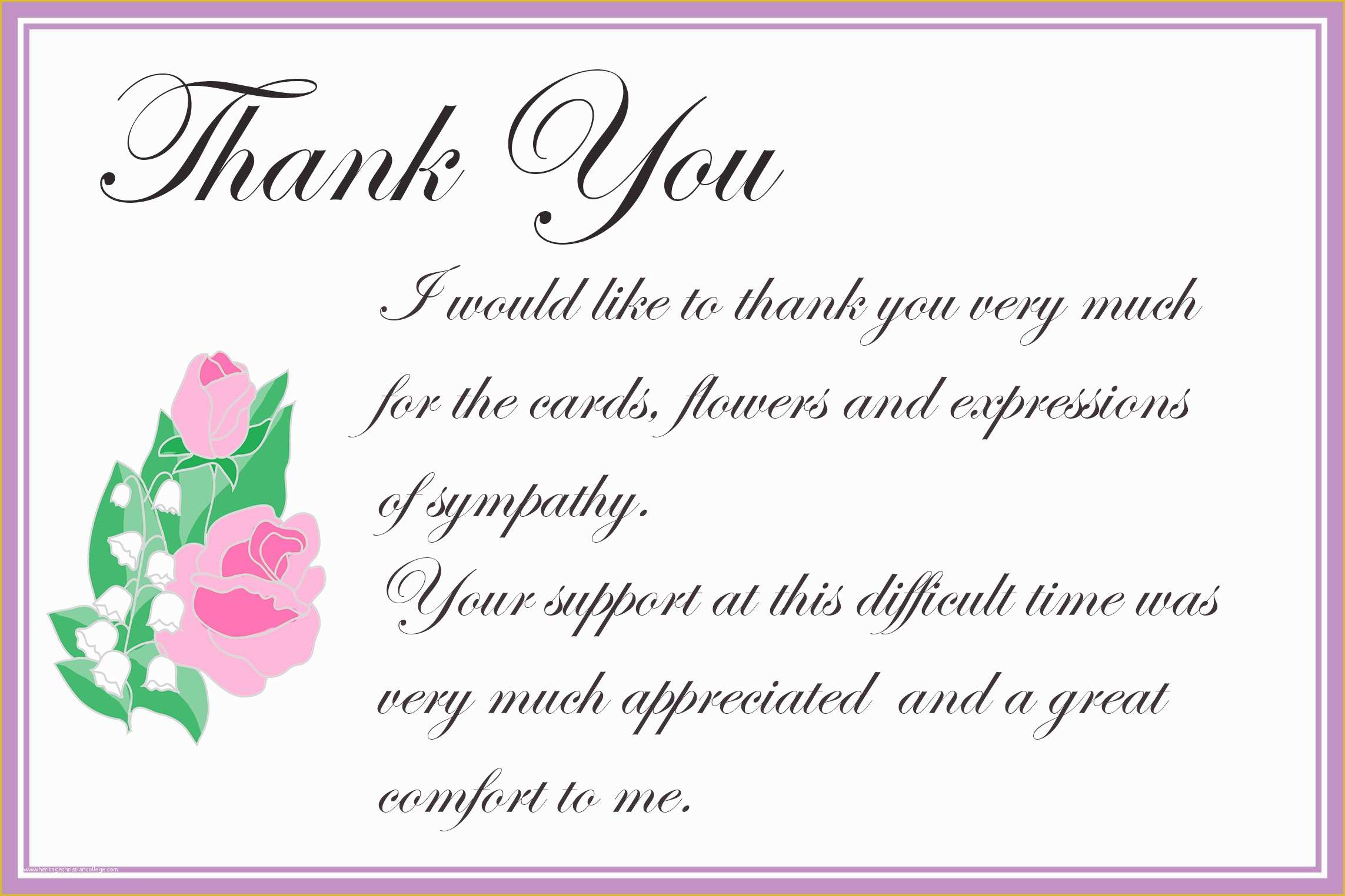 Free Funeral Thank You Cards Templates Of Printable Thank You Cards – Free Printable Greeting Cards