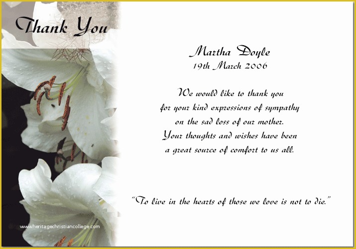 Free Funeral Thank You Cards Templates Of Thank You Cards Blog