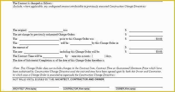 Free G701 Change order Template Of Aia G701 Change order form Template for Excel Change