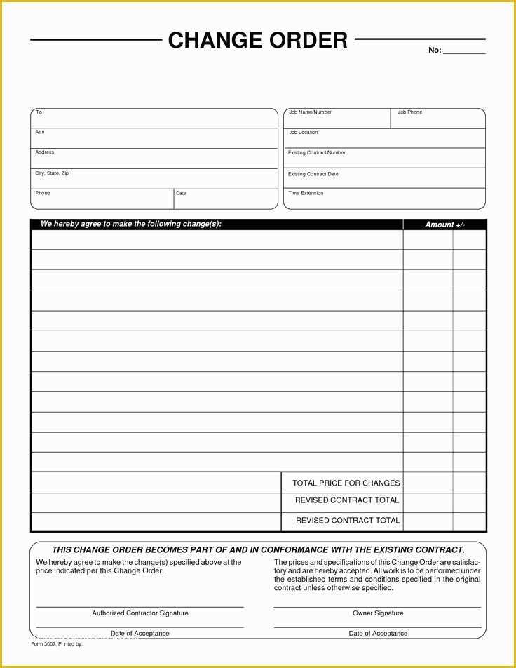 Free G701 Change order Template Of Change Of order form by Liferetreat Change order form