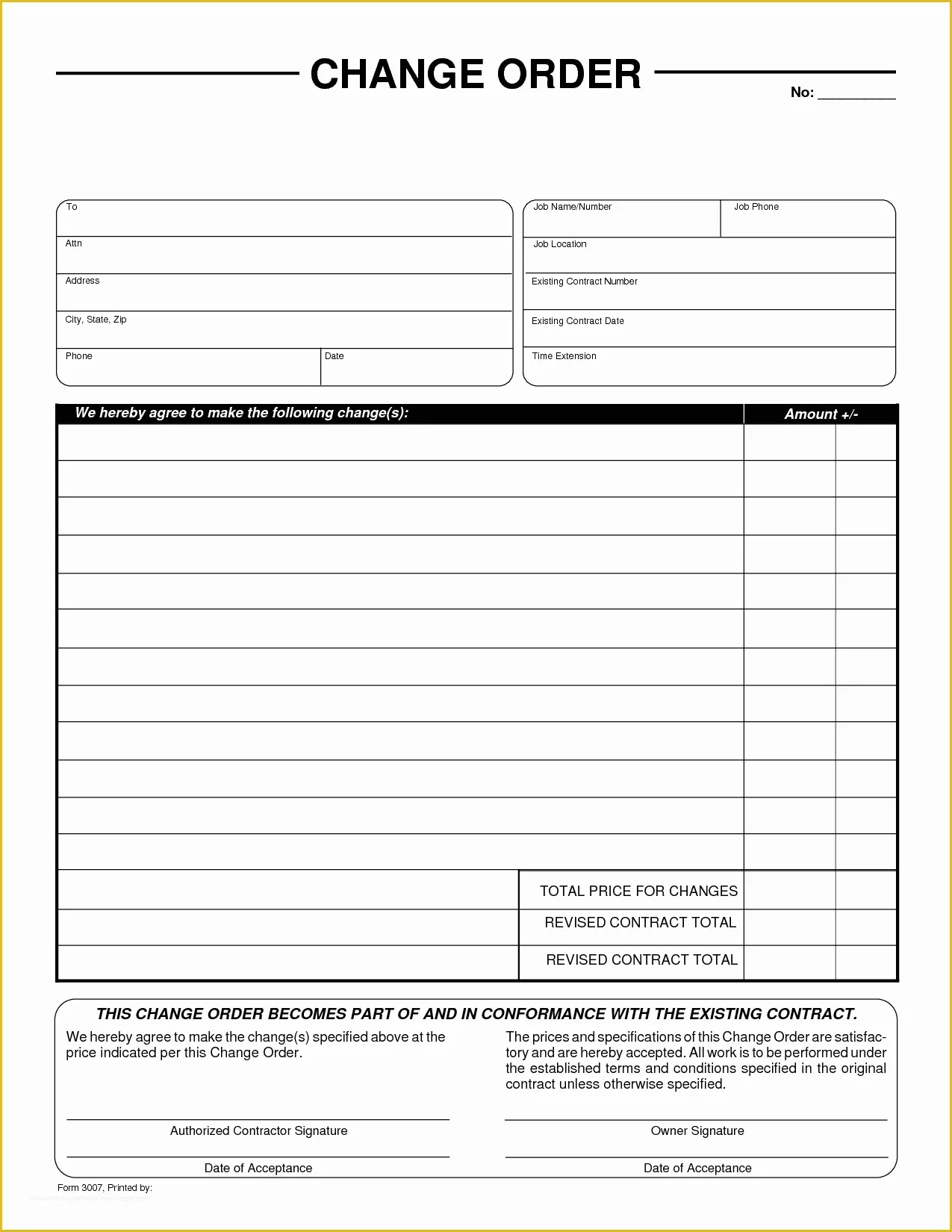 Free G701 Change order Template Of Change Of order form by Liferetreat Change order form