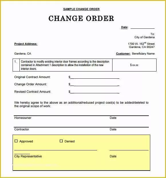 Free G701 Change order Template Of Change order Template Free Militaryalicious