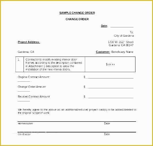 Free G701 Change order Template Of Free Change order Template Sample Field Change order form