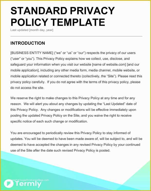 Free Gdpr Compliant Privacy Policy Template Of Free Privacy Policy Templates