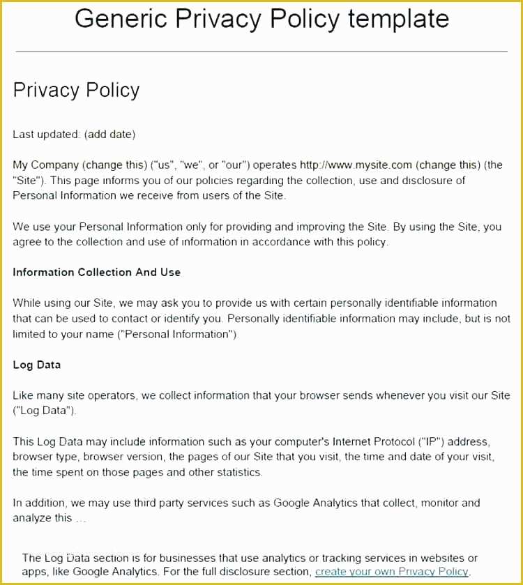 Free Gdpr Compliant Privacy Policy Template Of Privacy Statement Template Pliant Terms Conditions