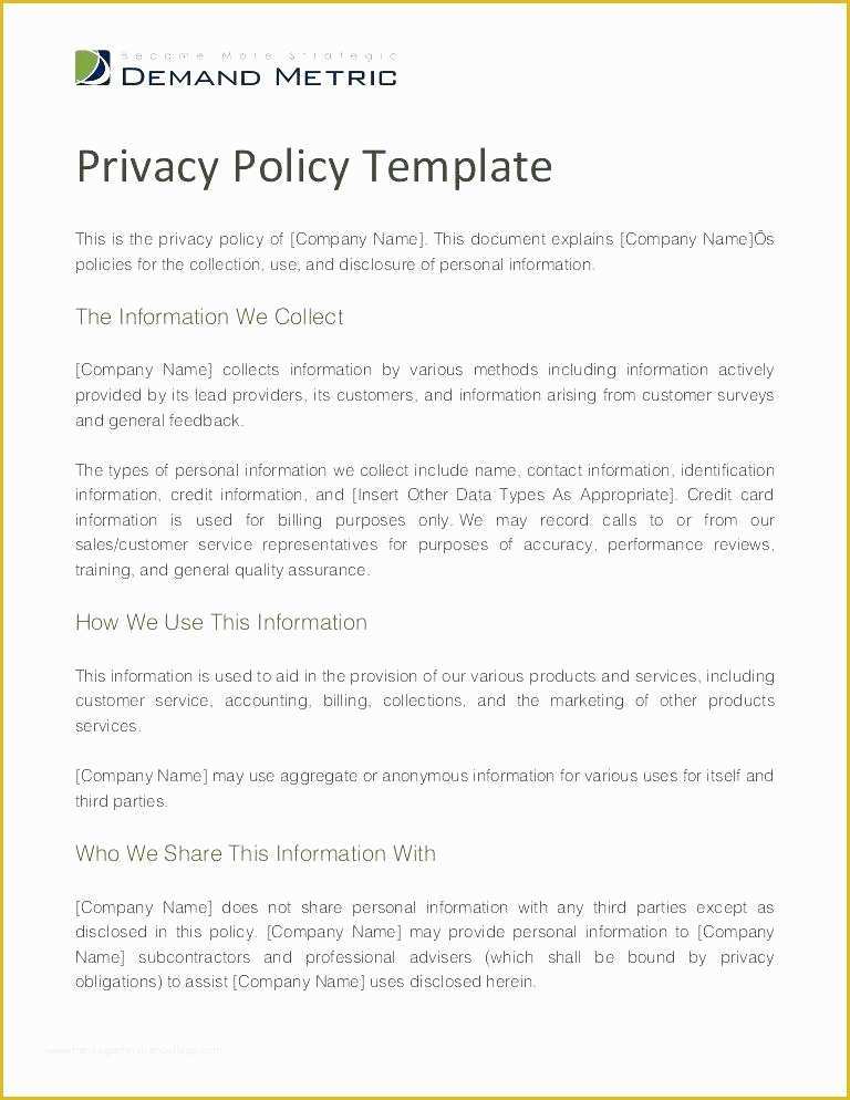 Free Gdpr Compliant Privacy Policy Template Of Privacy Statement Template Uk