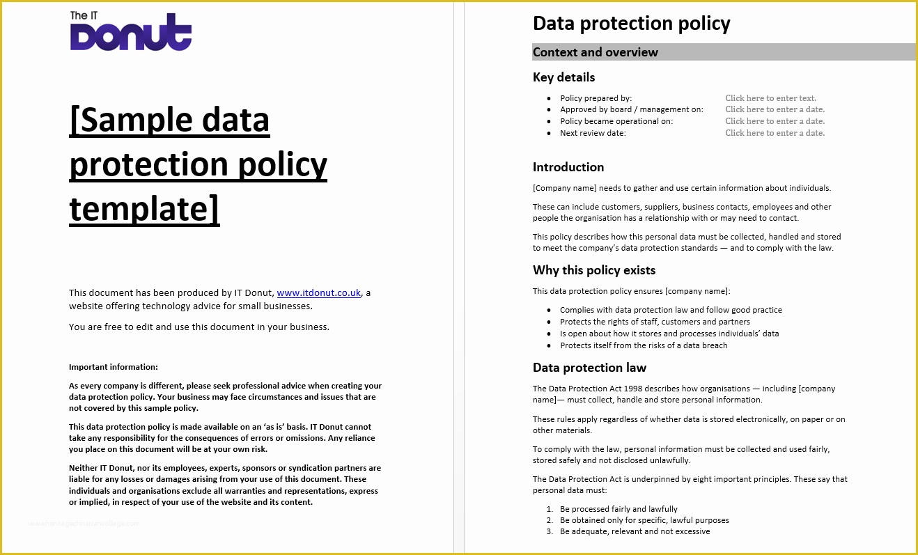 Free Gdpr Compliant Privacy Policy Template Of Sample Data Protection Policy Template