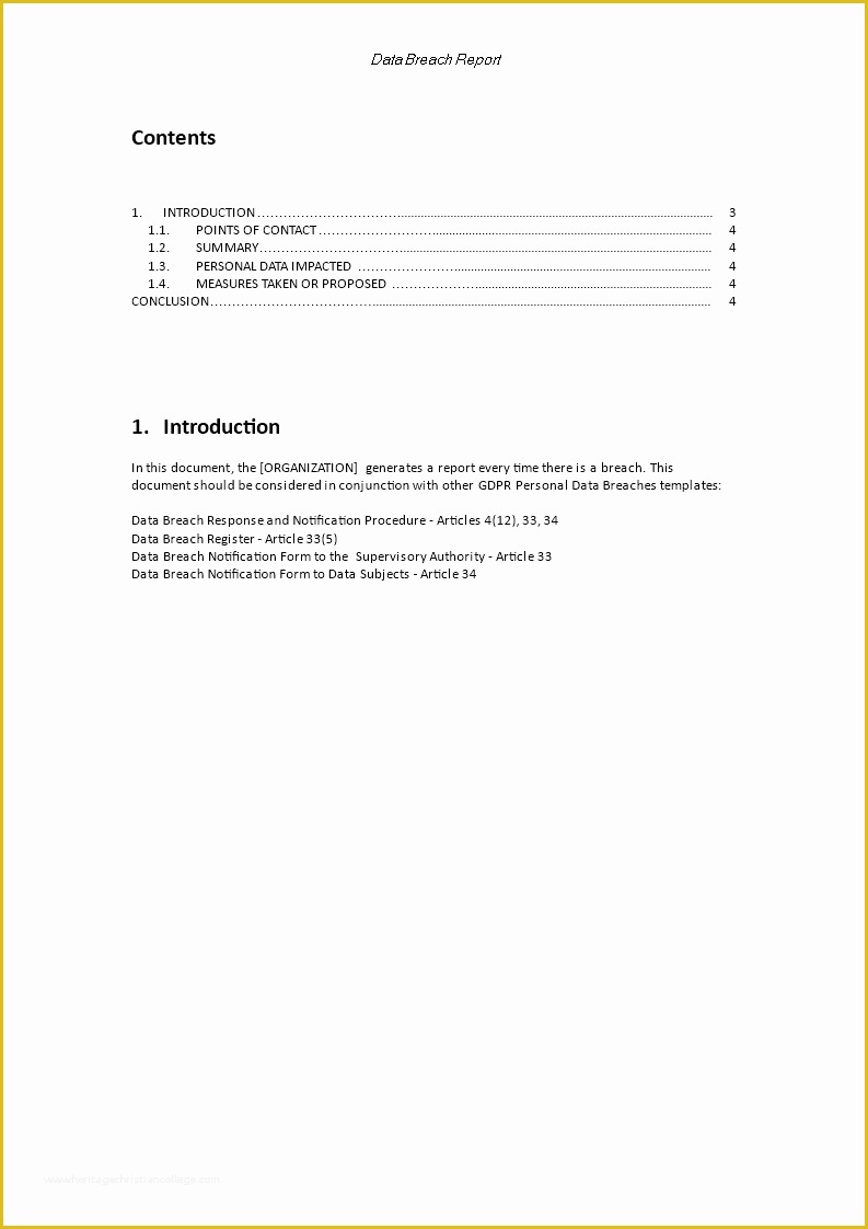 Free Gdpr Templates Of Free Gdpr Breach Report