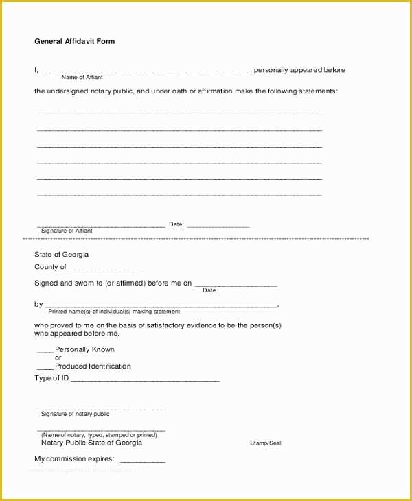 Free General Affidavit Template Of 11 Sample Free Affidavit forms Sample Example formt