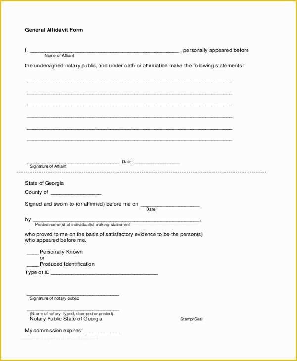 Free General Affidavit Template Of 11 Sample Free Affidavit forms Sample Example formt