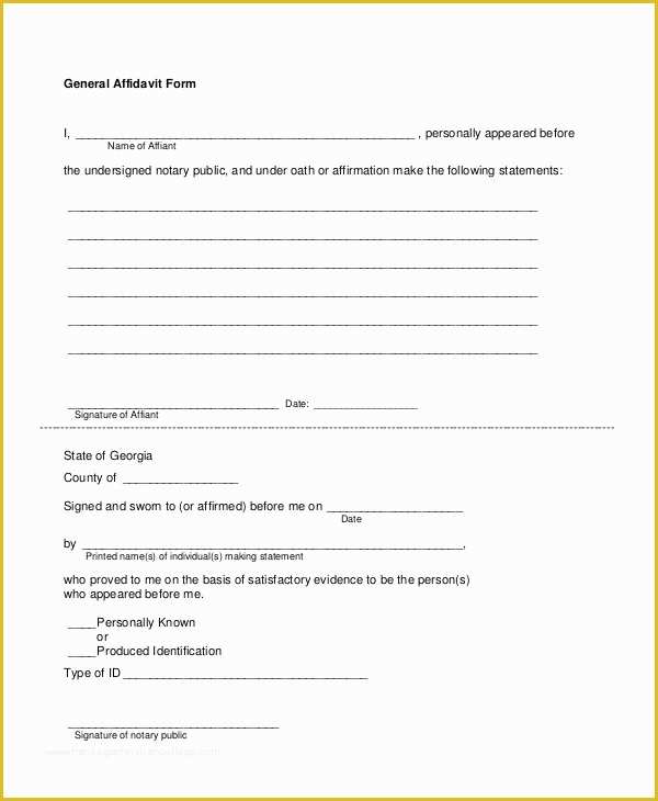 Free General Affidavit Template Of 7 Sample Blank Affidavit forms – Pdf