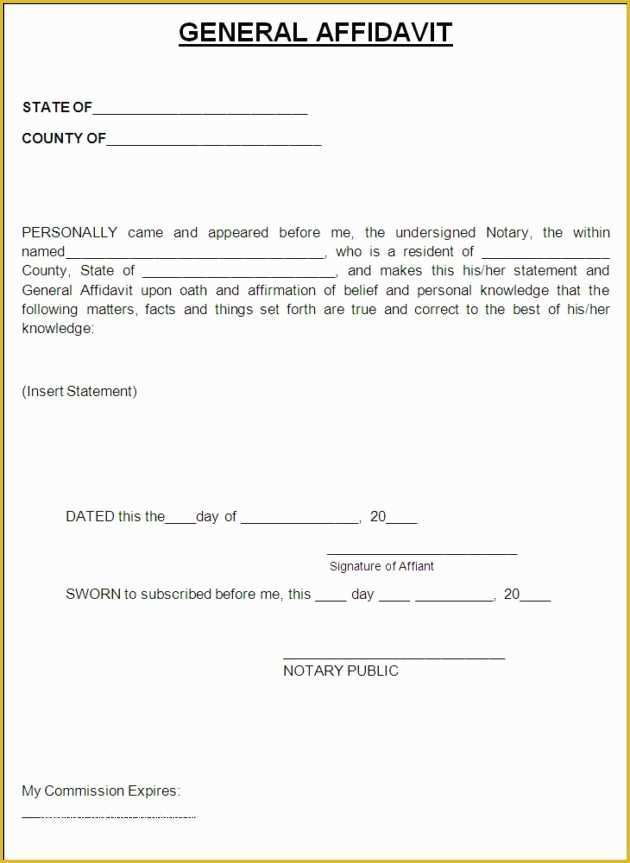 Free General Affidavit Template Of Affidavit Templates In Word format Excel Template