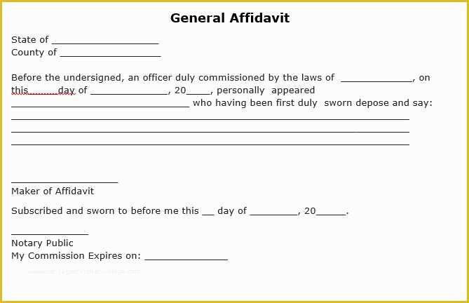 Free General Affidavit Template Of Free Download Simple Template Of General Affidavit form