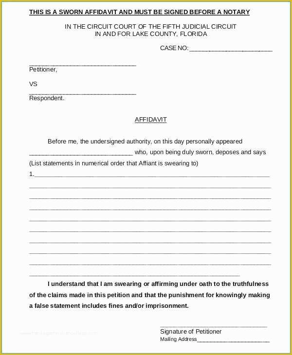 Free General Affidavit Template Of Free General Affidavit Template Great 32 Free Affidavit