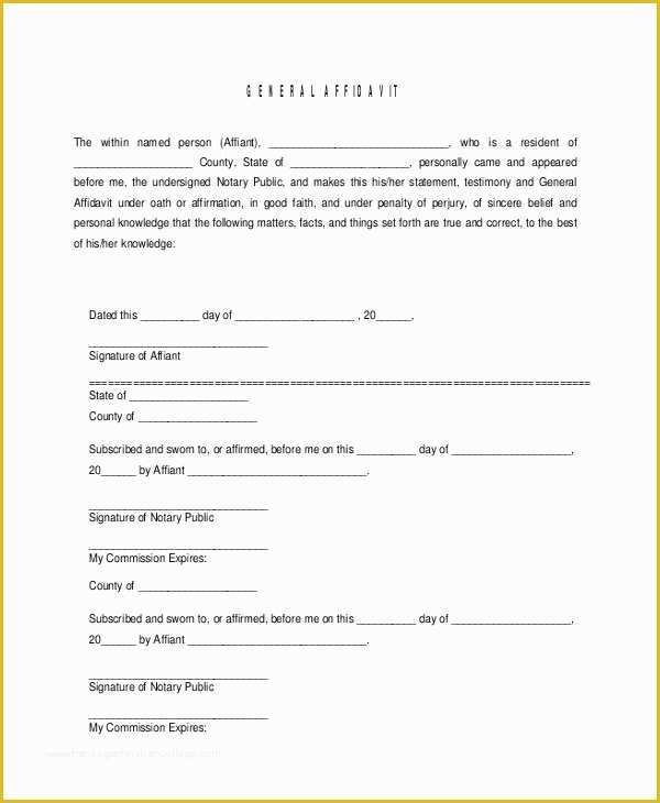 Free General Affidavit Template Of Sample Affidavit form 15 Free Documents In Pdf Doc