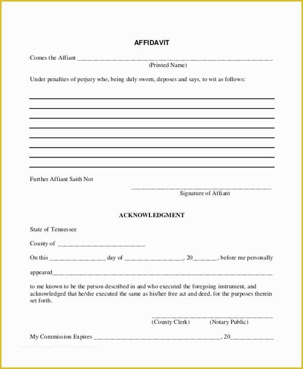 Free General Affidavit Template Of Sample Blank Affidavit form 9 Free Documents In Pdf