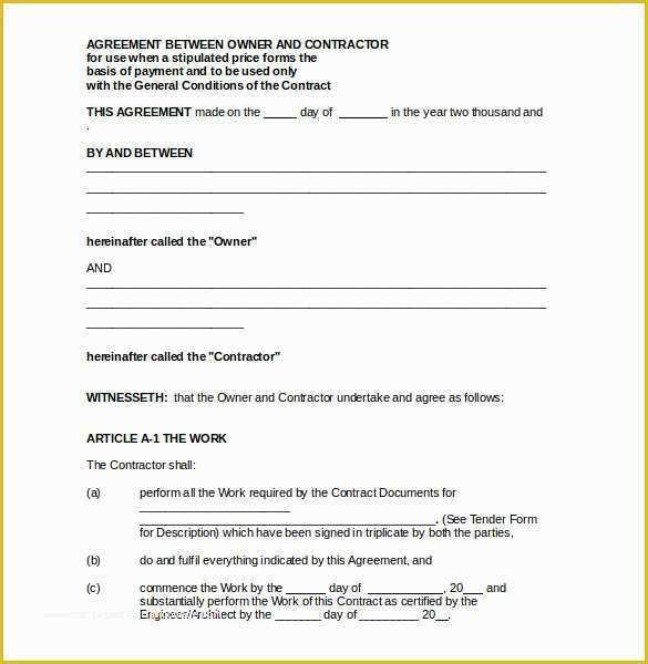 Free General Contractor Agreement Template Of 23 Contract Agreement Templates – Word Pdf Pages