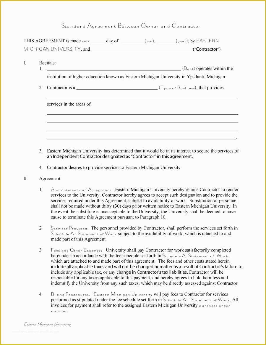 Free General Contractor Agreement Template Of 50 Free Independent Contractor Agreement forms & Templates
