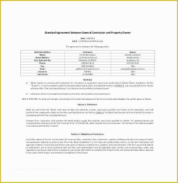 Free General Contractor Agreement Template Of 85 Best Agreement Between Contractor and Subcontractor