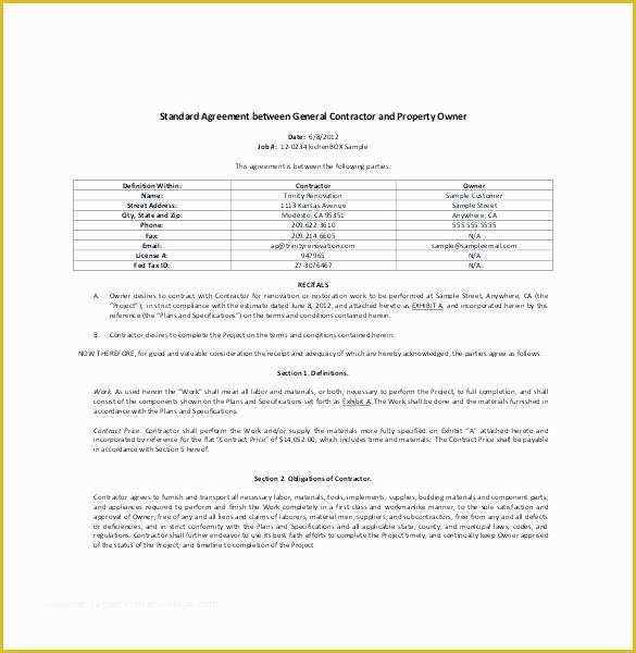 Free General Contractor Agreement Template Of 85 Best Agreement Between Contractor and Subcontractor