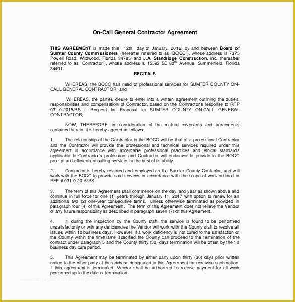 Free General Contractor Agreement Template Of Contractor Agreement Template – 22 Free Word Pdf Apple