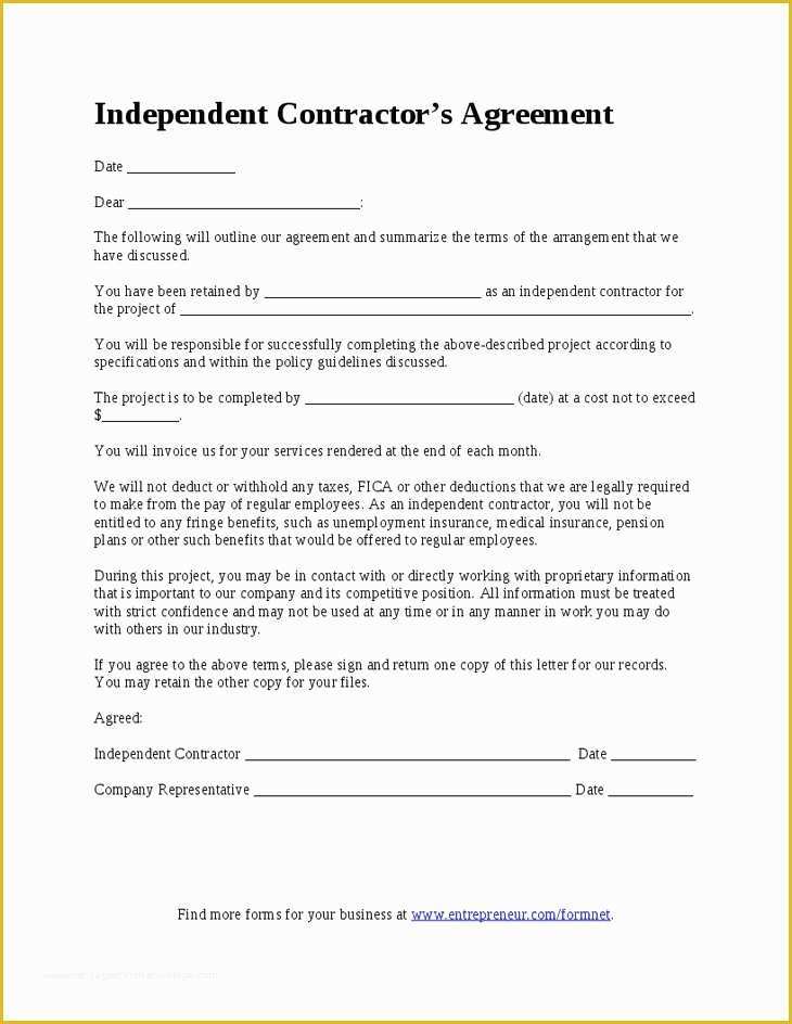 Free General Contractor Agreement Template Of Free General Contractor Agreement Template Regular 7