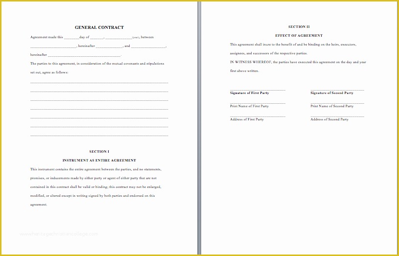 Free General Contractor Agreement Template Of General Purpose Contract Template Word Templates