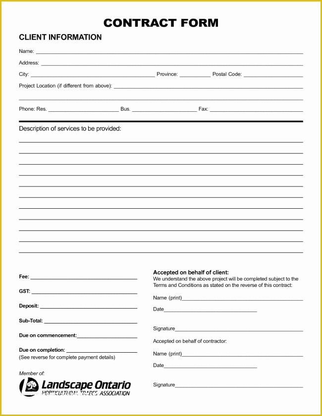 Free General Contractor Agreement Template Of Nice Sample Of Printable Blank Contract Template with