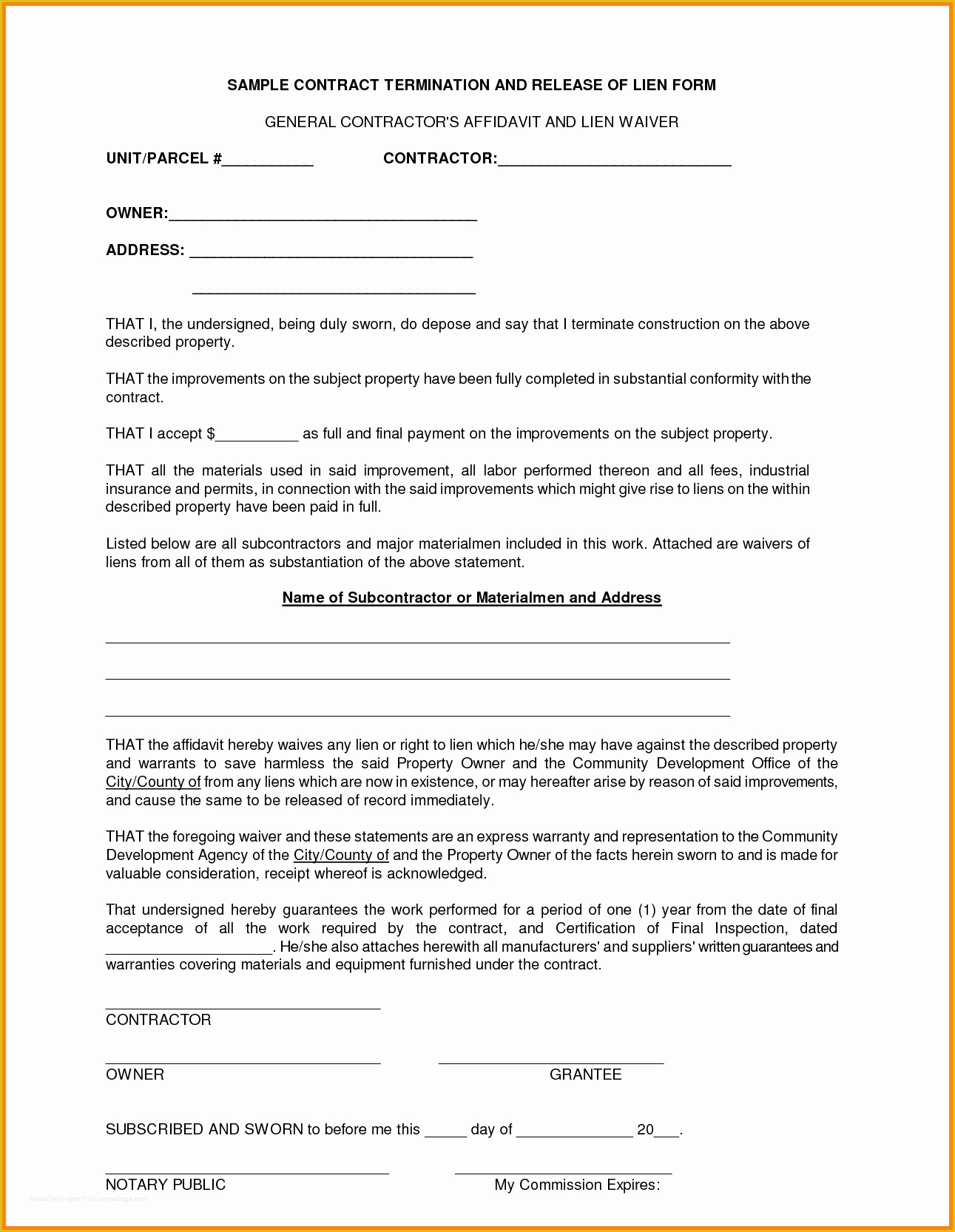 44 Free General Contractor Agreement Template