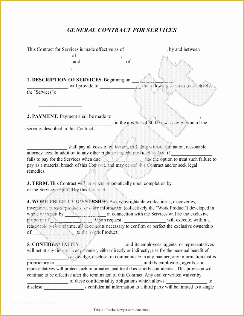 Free General Contractor Agreement Template Of Sample General Contract for Services form Template