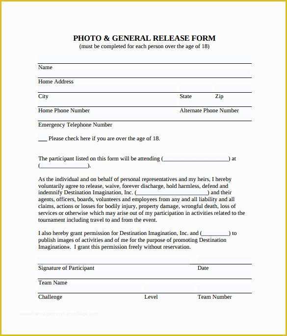 Free General Liability Release form Template Of 10 Sample General Release forms to Download
